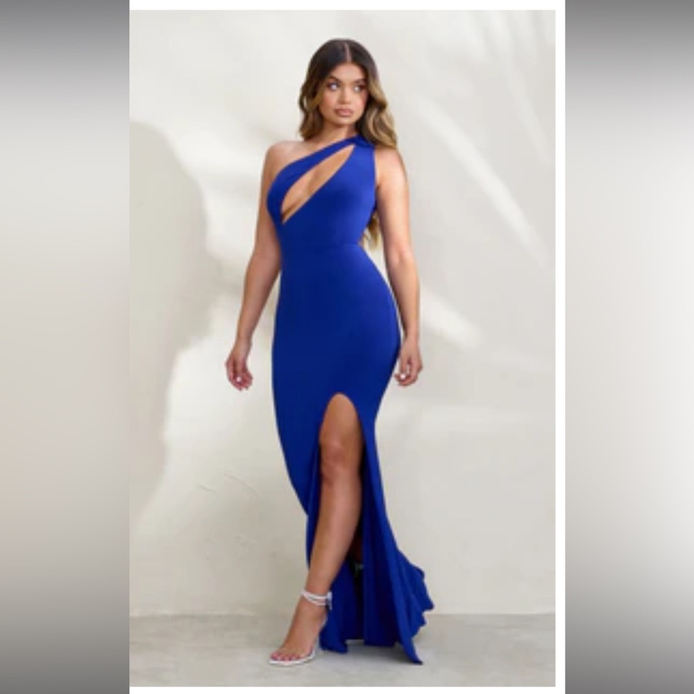 Royal blue asymmetric. Cut out maxi dress